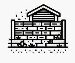 a simple illustration of a backyard retaining wall